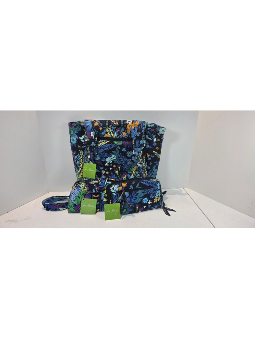 Vera Bradley Midnight Blues Backpack Tote + 2 Wallets NWT Retired 3pc Set